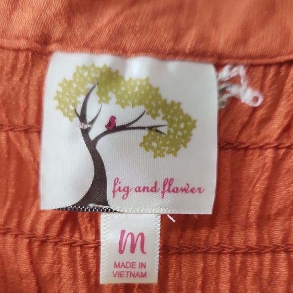 Fig & Flower Embroidered Orange Blouse Medium - Picture 2 of 12